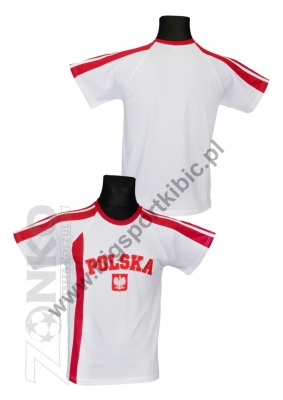 koszulka bawełniana dziecięca kibica POLSKI biała (KB-17)