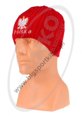 czapka jesień/zima POLSKI czerwona wzór C-26 