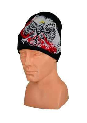 czapka zimowa POLSKI czarna (żakard) wzór C-32