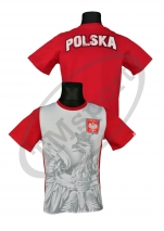 koszulka bawełniana kibica POLSKA łączona czerwona (KB-06)