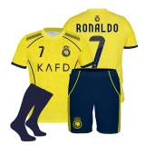 strój sportowy + getry RONALDO żólto-granatowy