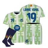 strój sportowy + getry BARCELONA YAMAL limonka