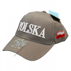 czapka POLSKA orzeł na daszku szara