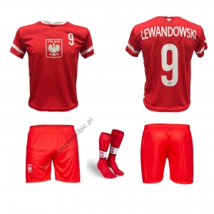 strój sportowy + getry LEWANDOWSKI Polska czerwony