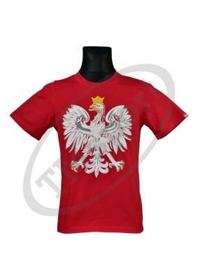 koszulka bawełniana kibica POLSKI duży orzeł czerwona (KB-08)