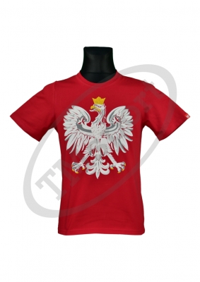 koszulka bawełniana kibica POLSKI duży orzeł czerwona (KB-08)
