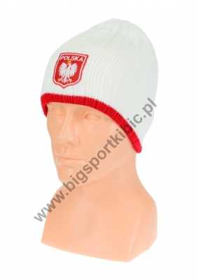 czapka zimowa POLSKI - biała (herb) wzór G-08 