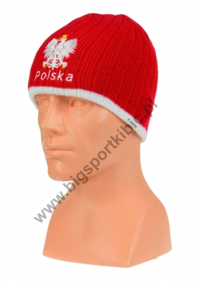 czapka zimowa POLSKI - czerwona (napis) wzór G-10 