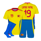 strój sportowy + getry HISZPANIA YAMAL żółto niebieska