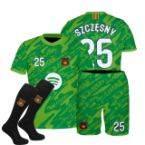strój sportowy + getry SZCZĘSNY BARCELONA zielony