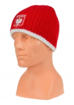 czapka zimowa POLSKI czerwona (herb) wzór G-11 