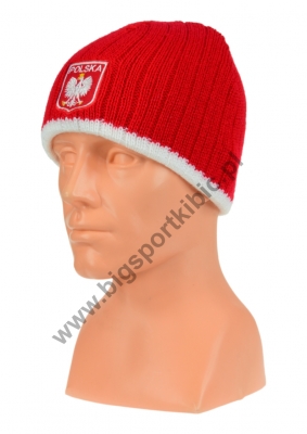 czapka zimowa POLSKI czerwona (herb) wzór G-11 