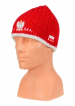 czapka zimowa POLSKI czerwona (napis pół na pół) wzór G-12 
