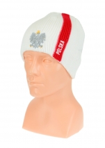 czapka zimowa POLSKI biała (pionowy pas - orzeł) wzór G-13 