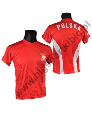 Koszulka sportowa kibica POLSKI czerwona  orzeł (K-04)