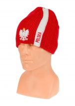 czapka zimowa POLSKI czerwona (pionowy pas - orzeł) wzór G-15 